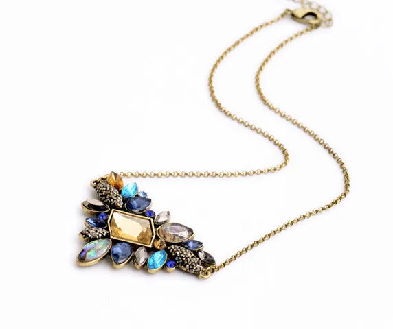 Exquisite Rhinestone Pendant Necklace Newest Fashion Thin Chain Collar Necklace Jewelry