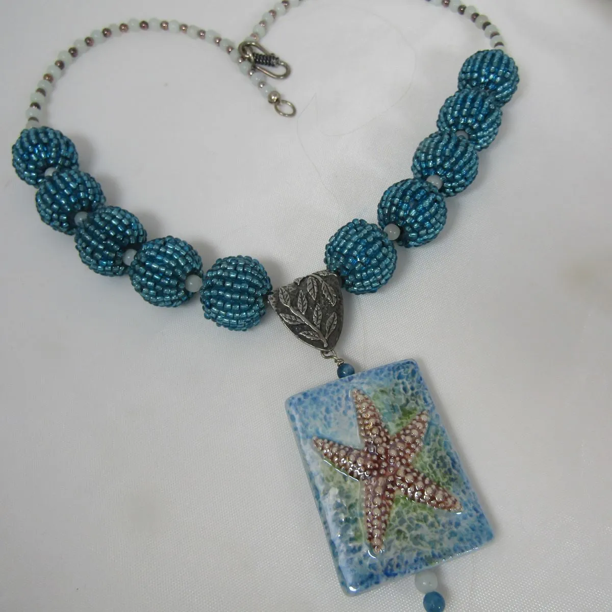 Exquisite Turquoise Blue Handmade Artisan Bead Starfish Necklace