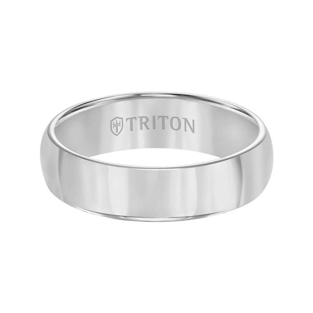 FELIX Domed Comfort Fit Tungsten Carbide Wedding Band with Polished Finish by Triton Rings - 6 mm