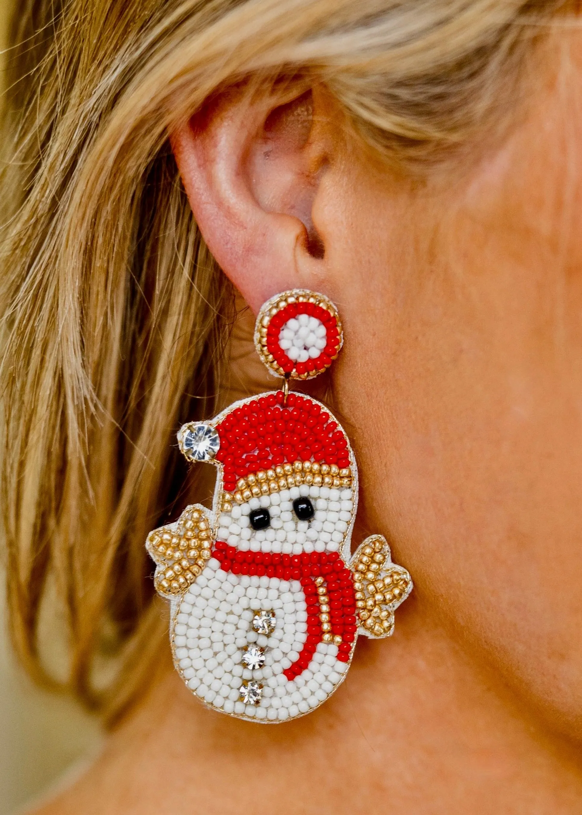 Festive Snowman Beaded Earrings