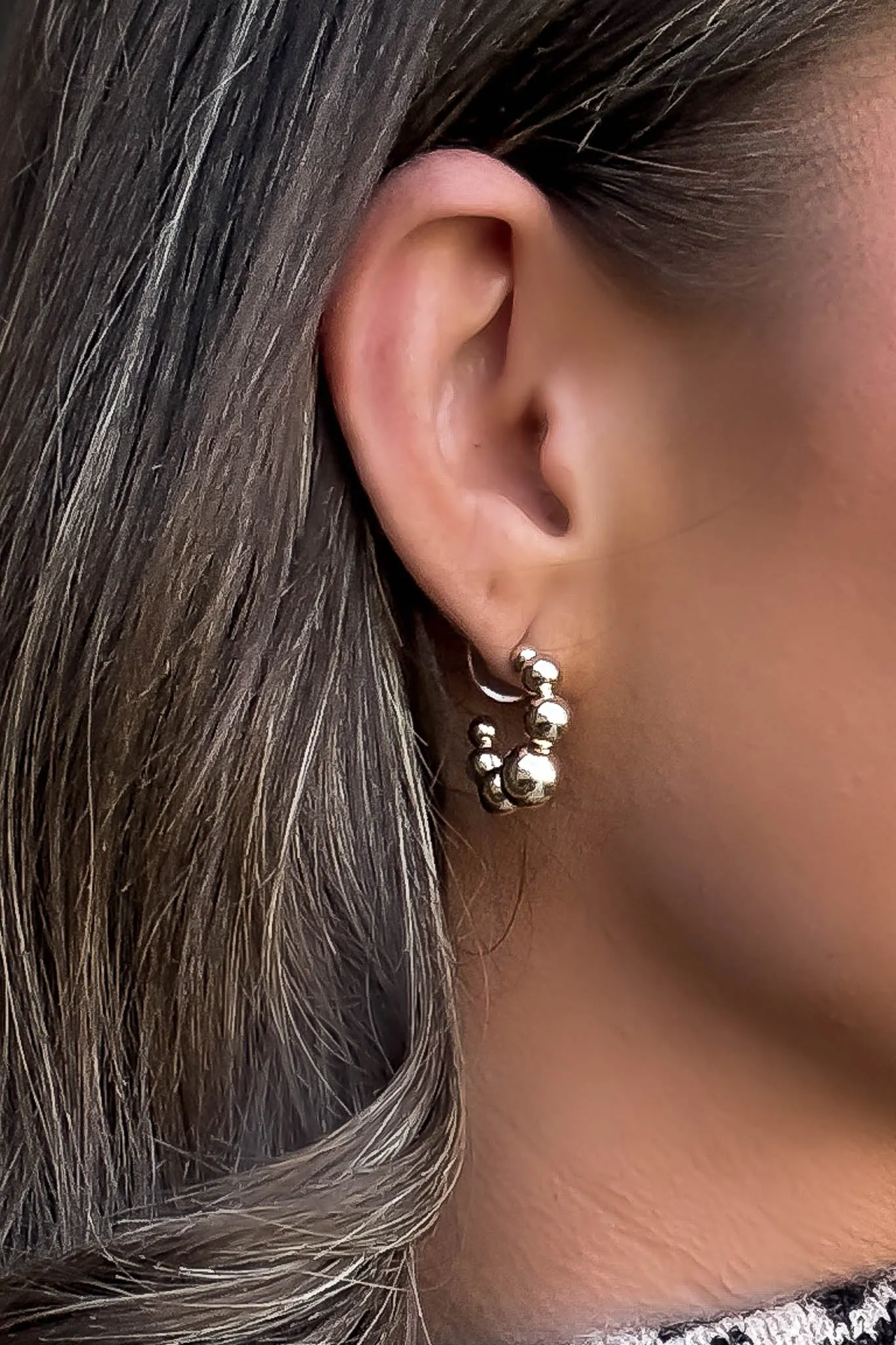 Gold Ball Hoop Earrings