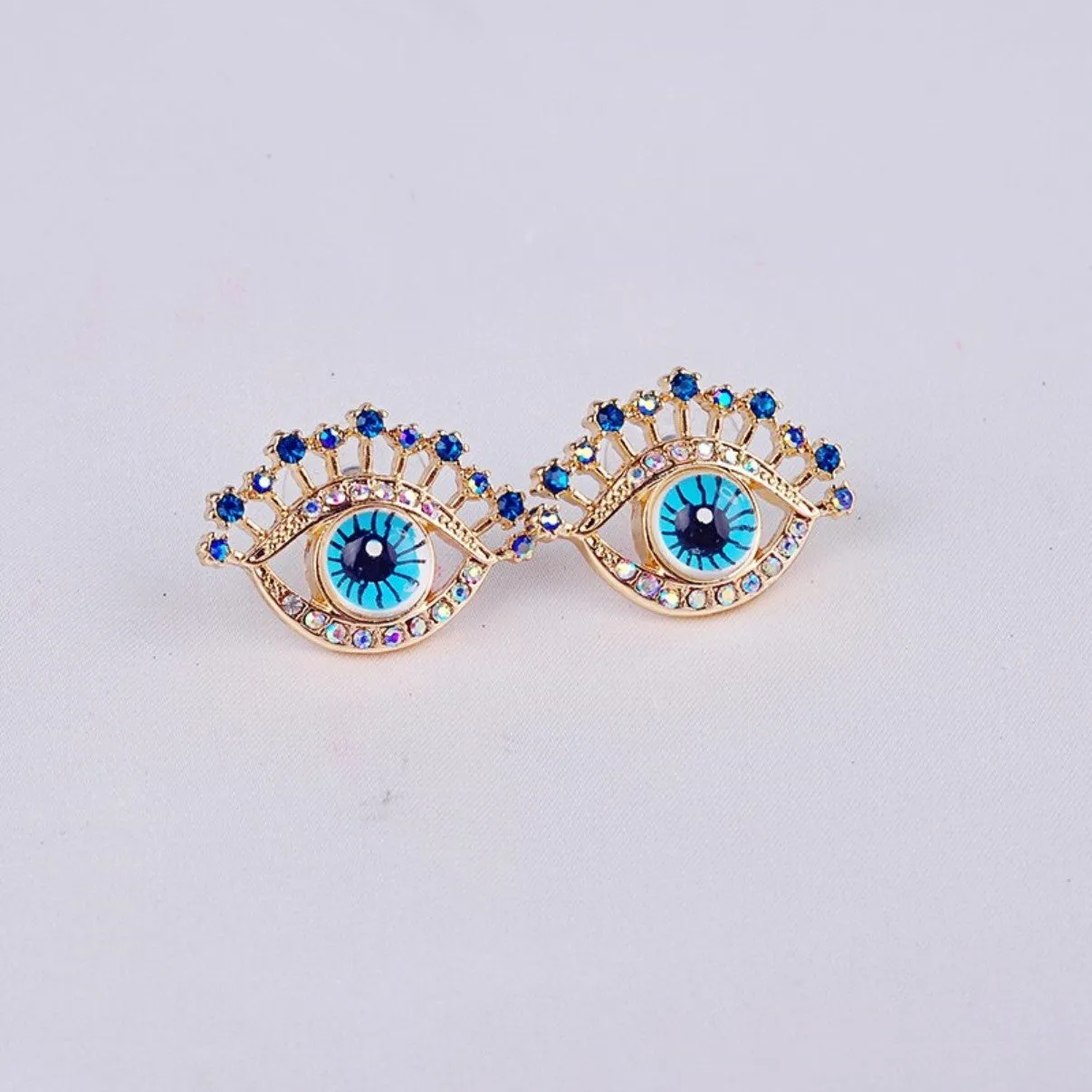 Gold Color Evil Eyes Stud Earrings