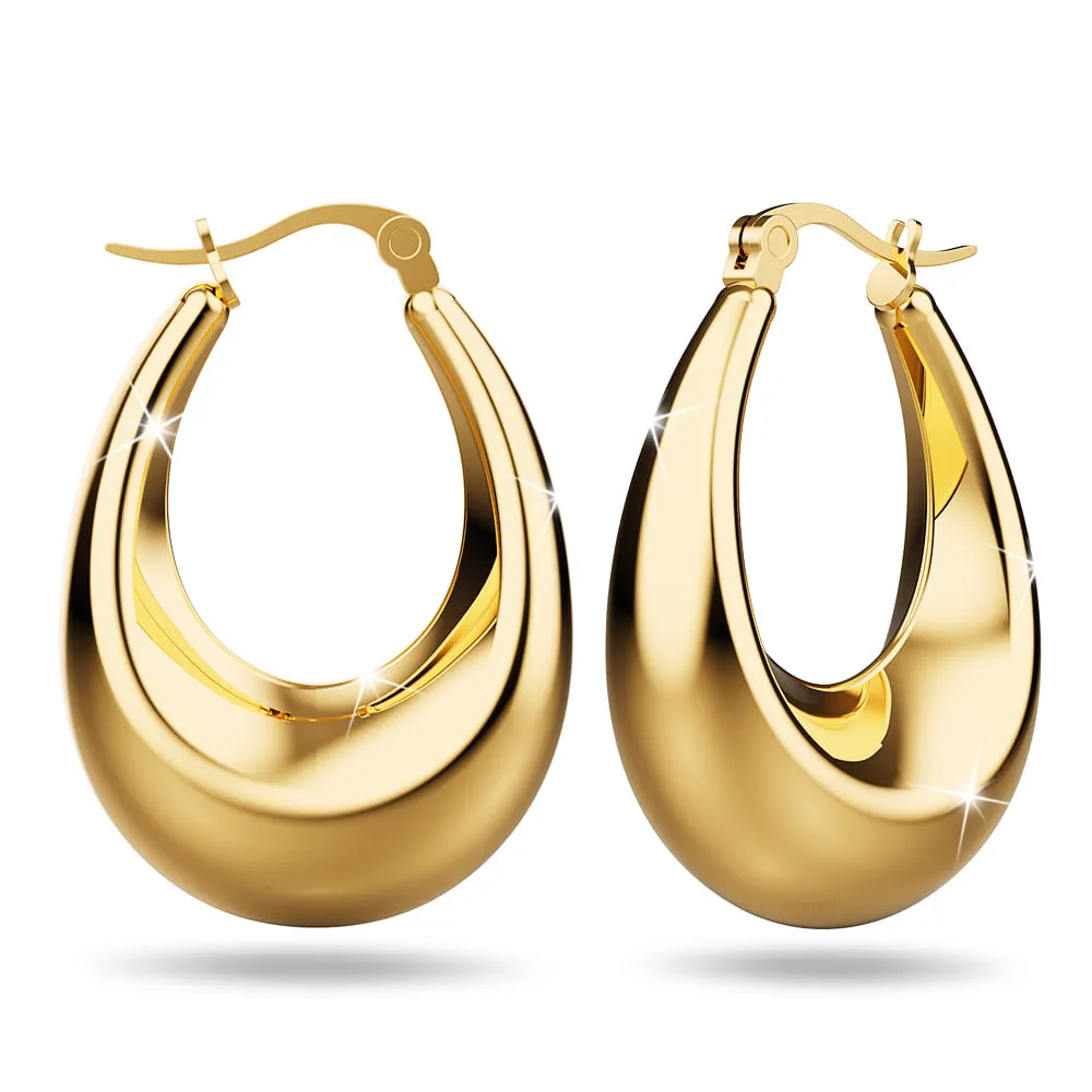 Gold Eve Puffed Hoop Earrings - Large