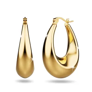 Gold Eve Puffed Hoop Earrings - Large