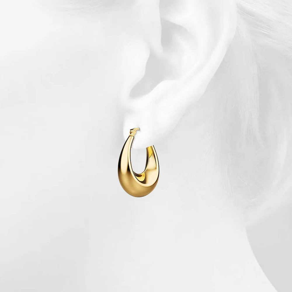 Gold Eve Puffed Hoop Earrings - Large