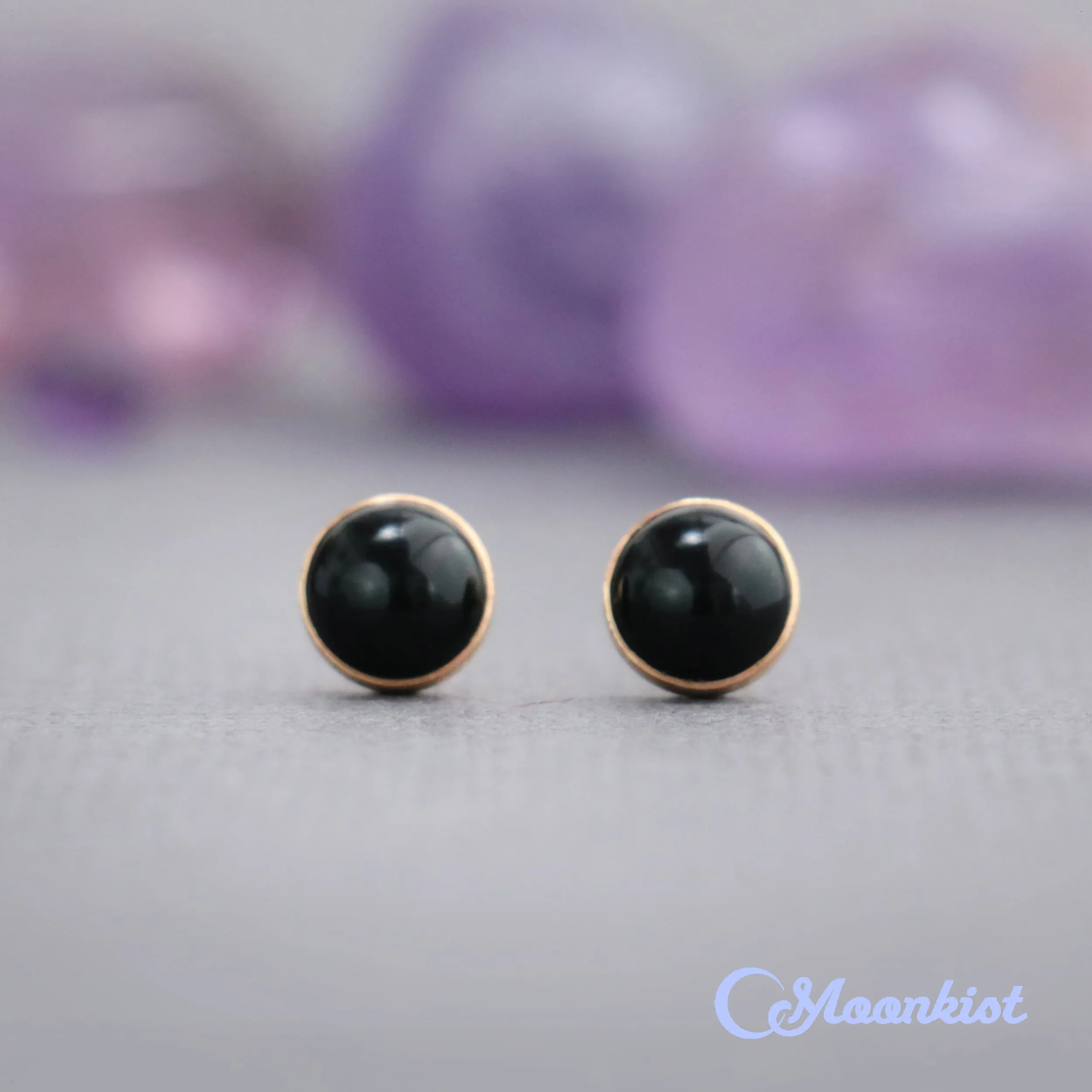 Gold Filled Black Onyx Stud Earrings  | Moonkist Designs