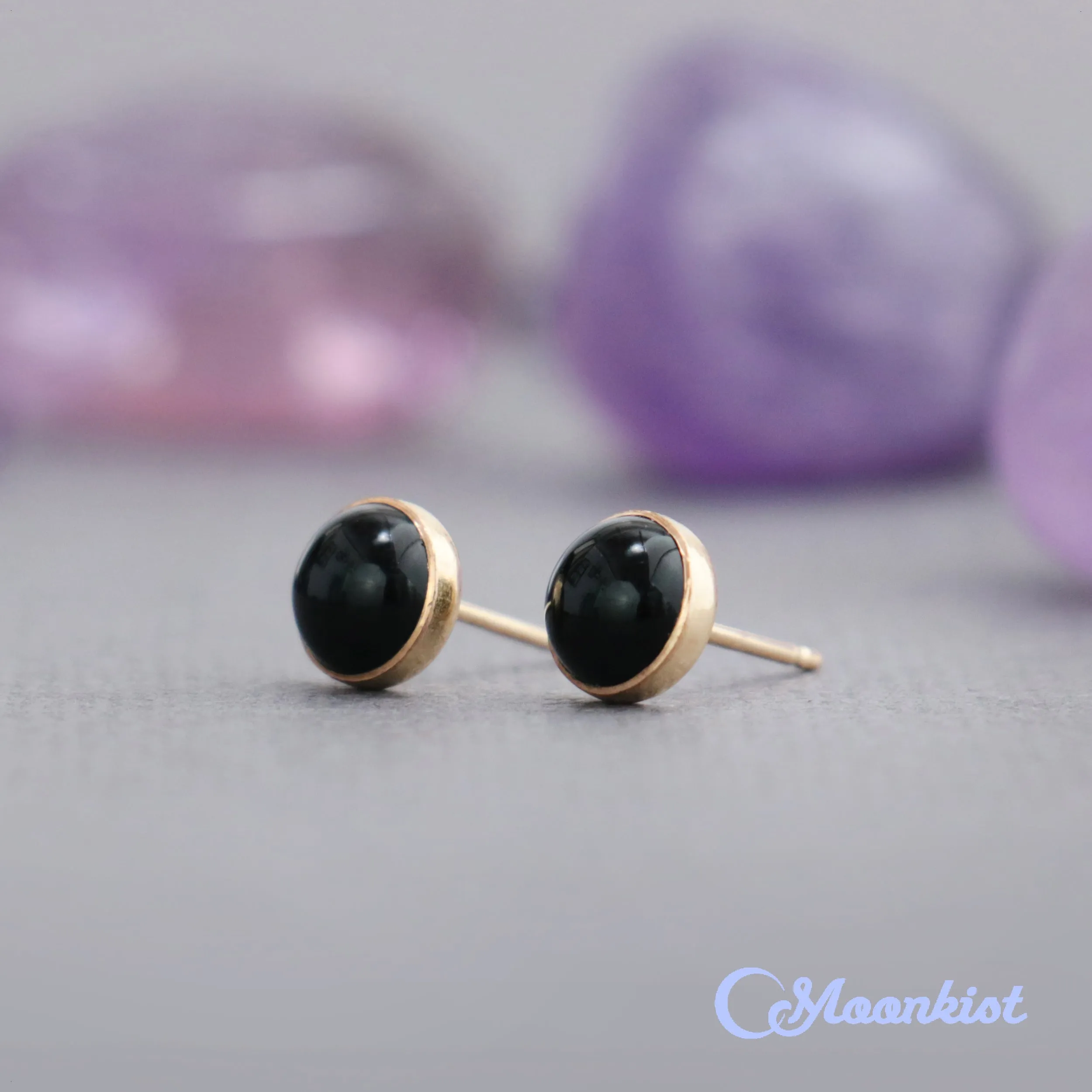 Gold Filled Black Onyx Stud Earrings  | Moonkist Designs