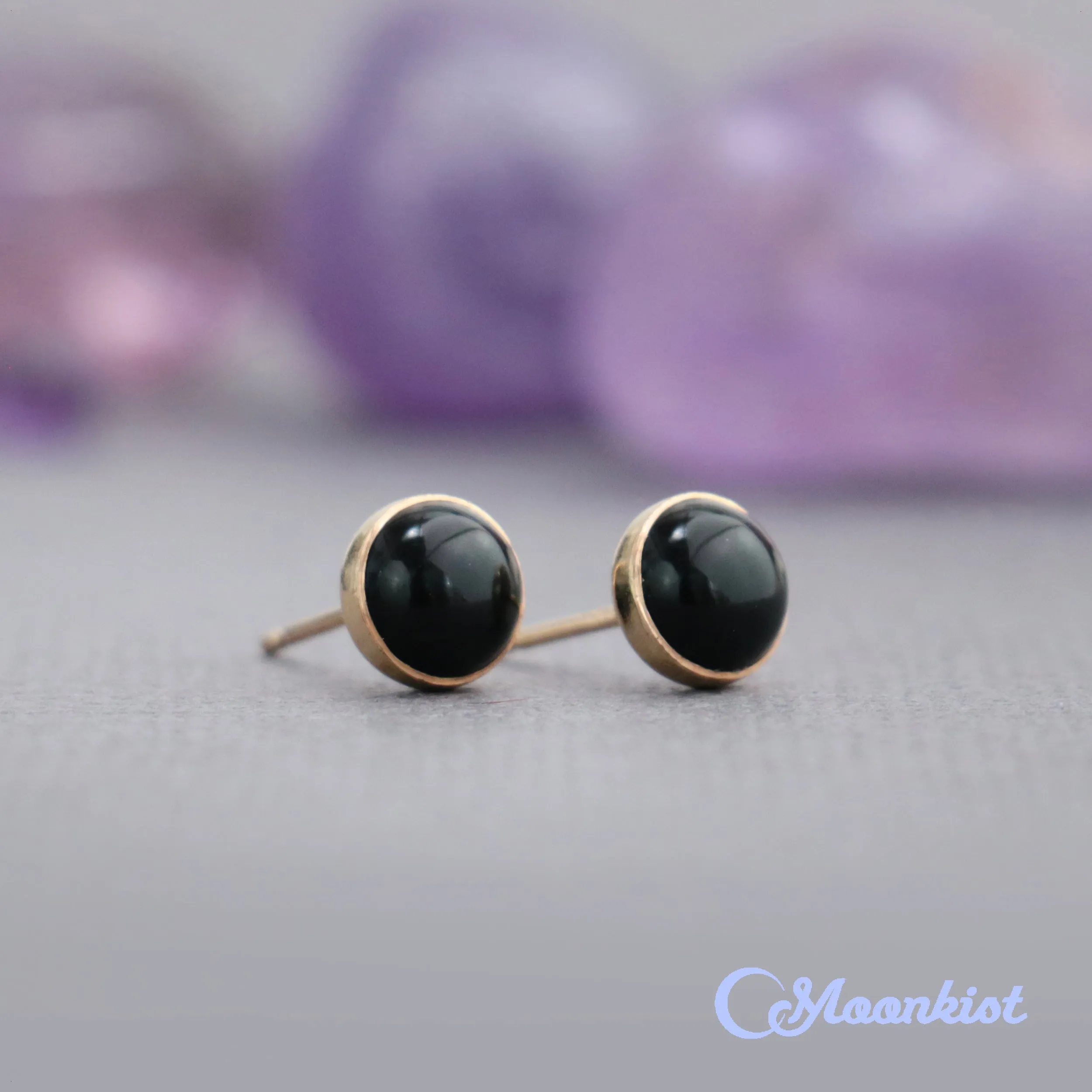 Gold Filled Black Onyx Stud Earrings  | Moonkist Designs