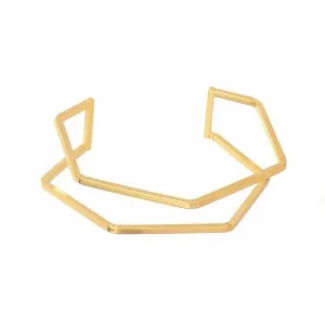 Gold Hexagon Cuff Bangle