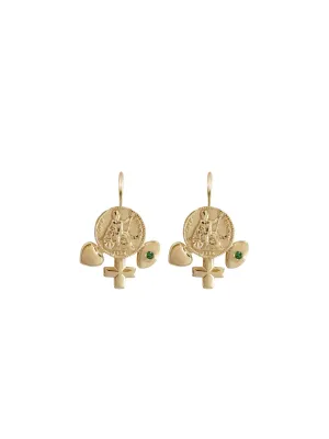 Gold Penny Charm Earrings