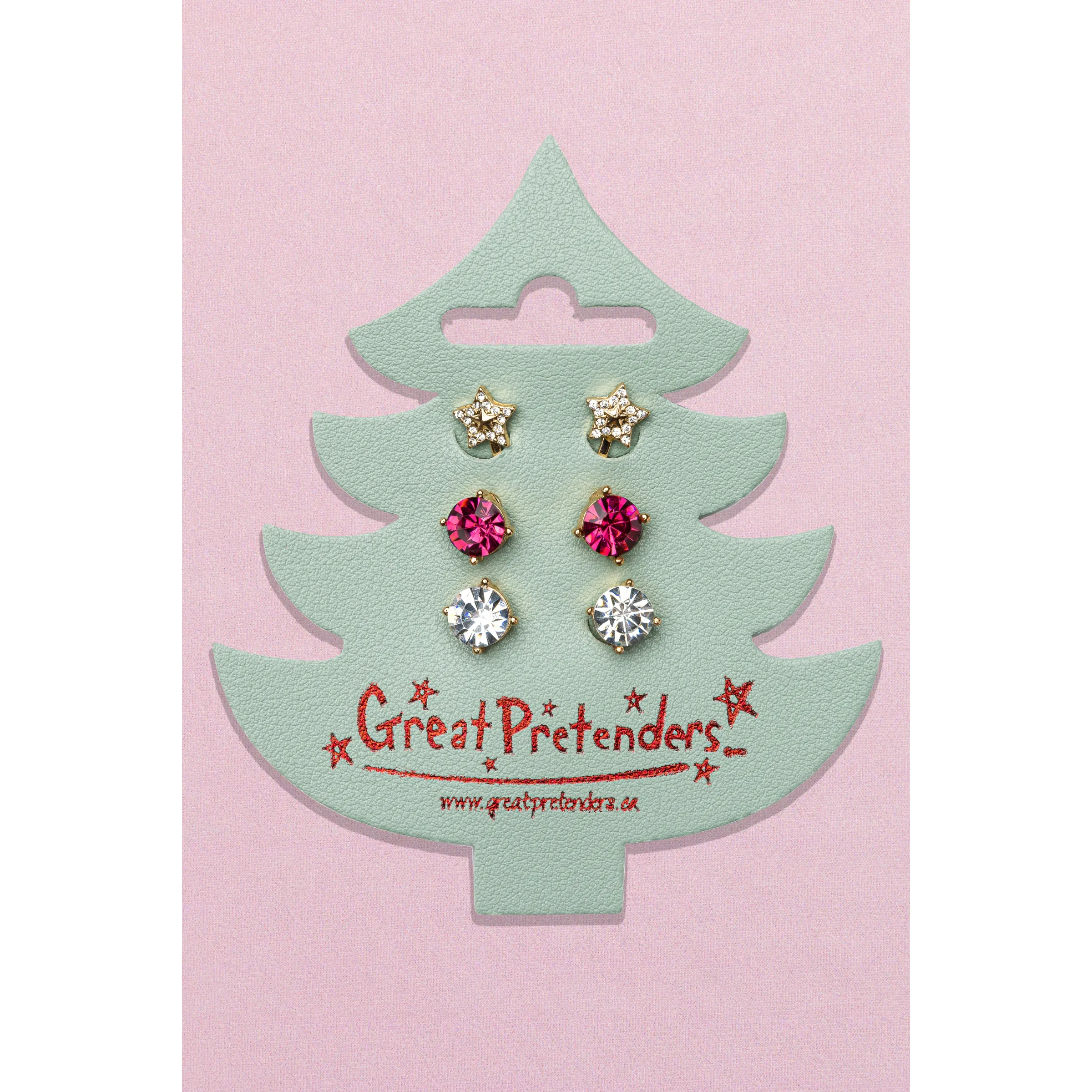 Great Pretenders Holiday Pleather Tree Clip On Earrings