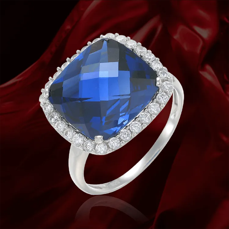 Halo Blue Sapphire Ring