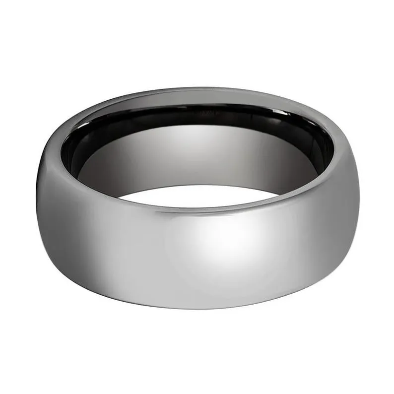 IVORY | Gunmetal Tungsten Ring, High Polished, Domed