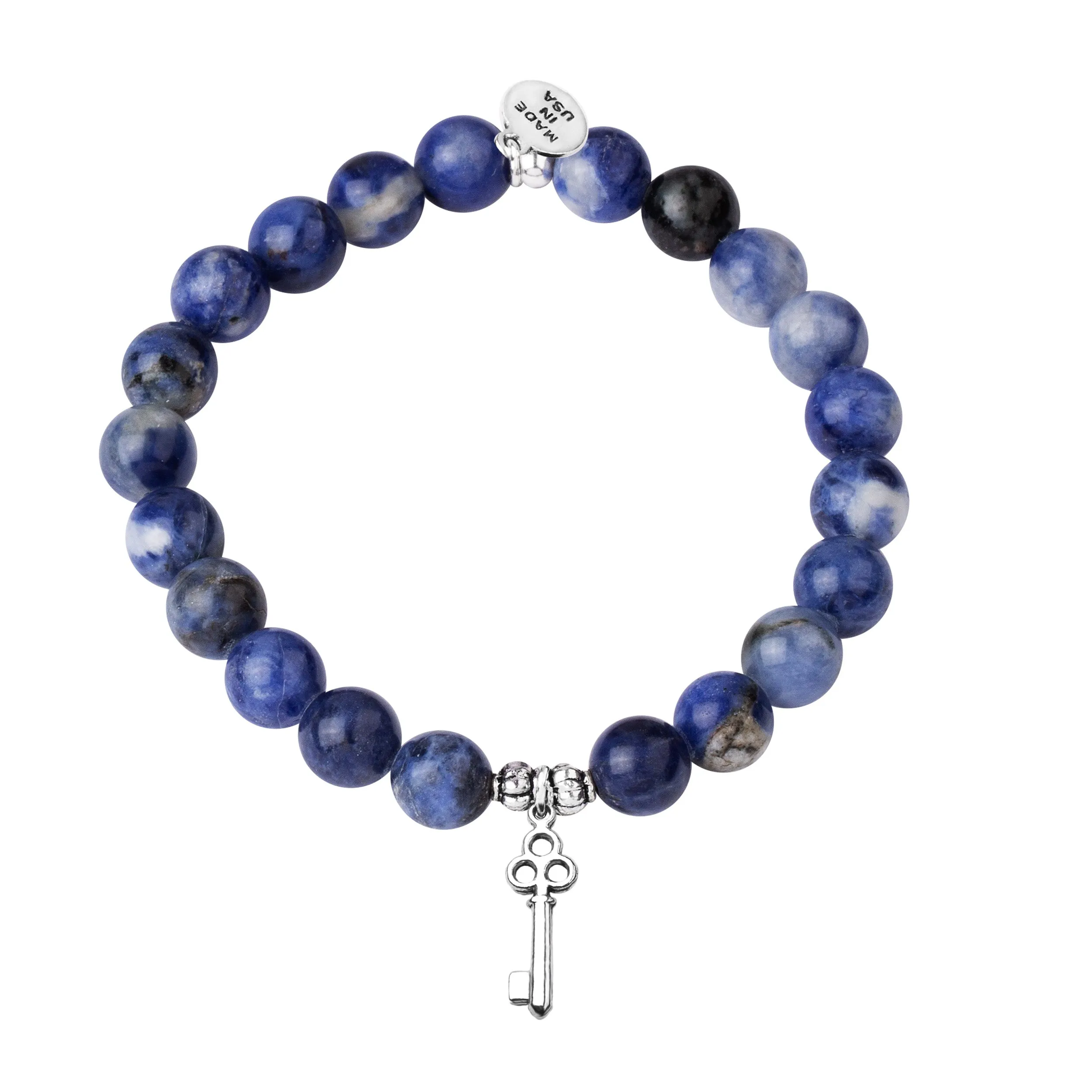 Key | Stone Beaded Charm Bracelet | Sodalite