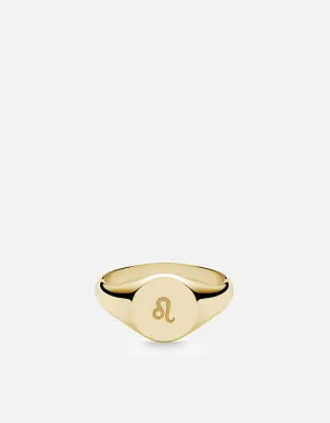 Leo Astro Signet Ring, 14k Gold