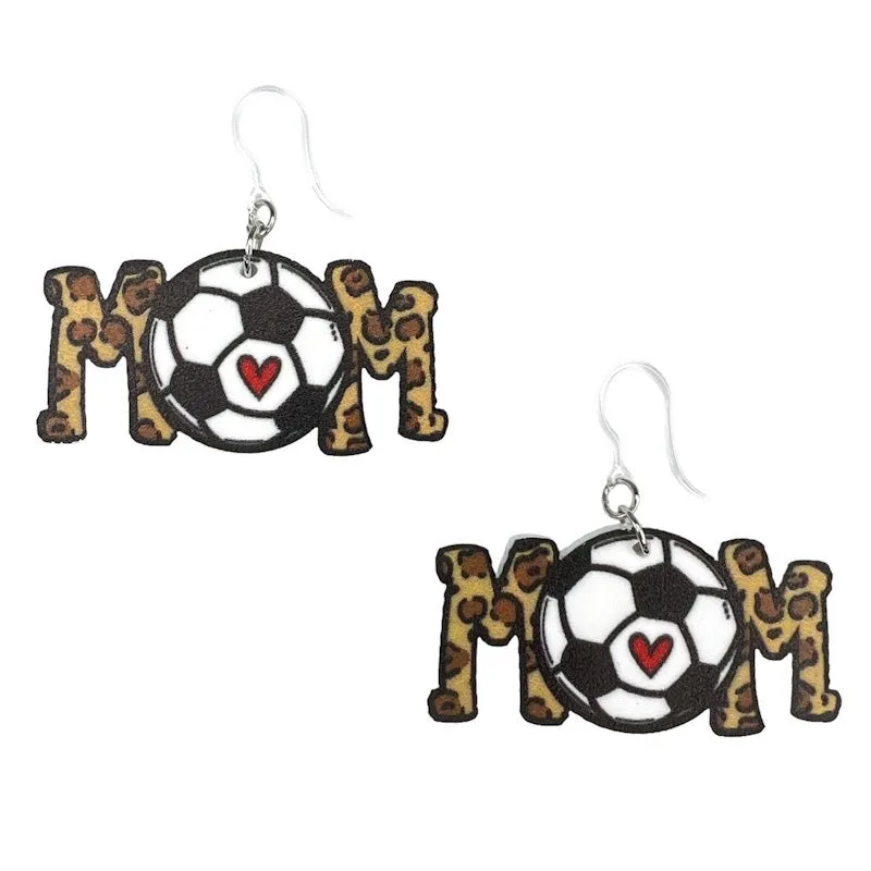 Leopard Sports Mom Dangles Hypoallergenic Earrings for Sensitive Ears Made with Plastic Posts