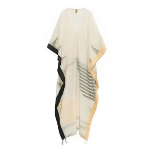 Long Peach Caftan with Fringe