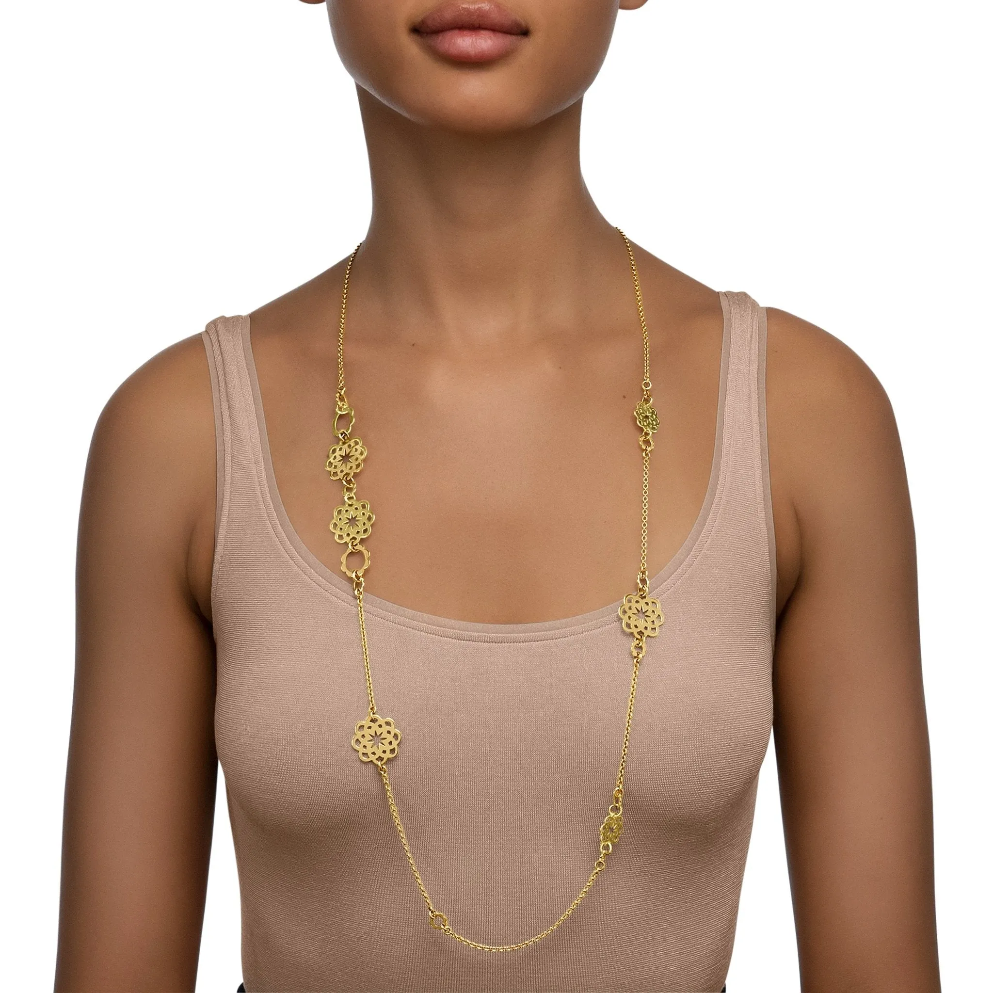 Long Yellow Gold Trio Necklace