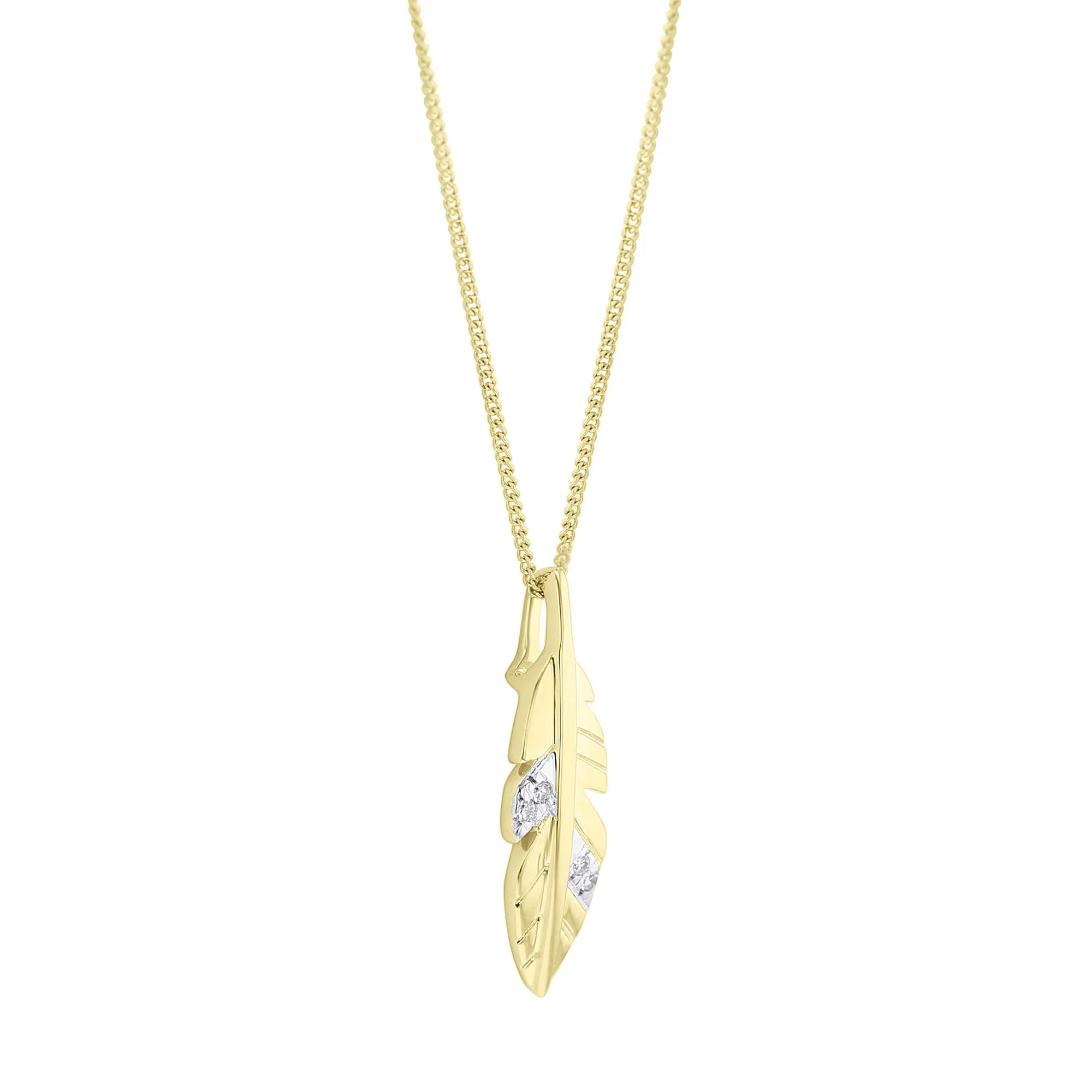 Lovely Gold Feather Diamond Necklace