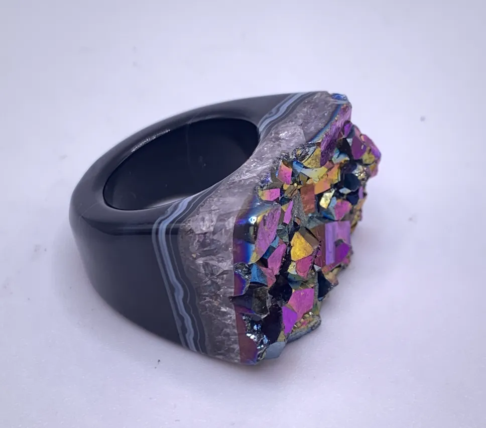 Mardis Gras Druzy Ring