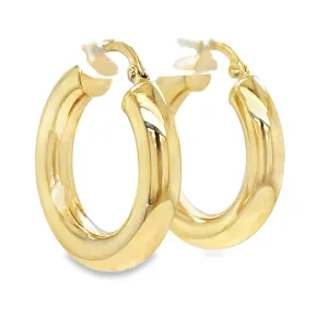 Medium 14k Italian Yellow Gold Hoop Earrings 4.80 mm