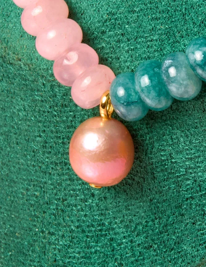 Mermaid Beaded Necklace | Blue/Blush