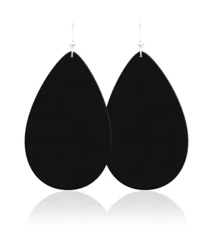 Midnight Teardrop Leather Earrings