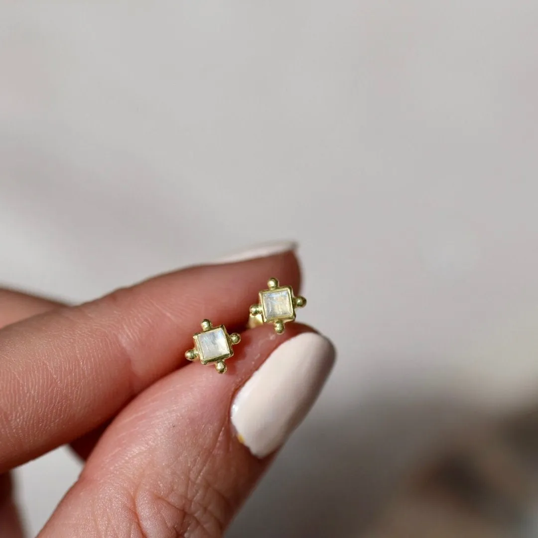 Mini Gia 14K Vermeil Moonstone Earrings