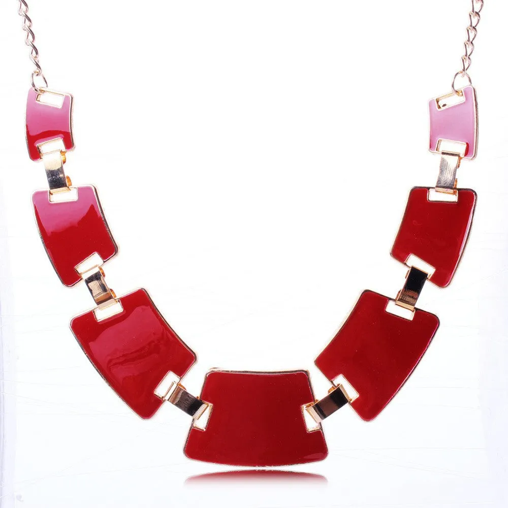 New Arrival 5 Color Rules Of Geometric Square Drops Of Oil Short Clavicle Chain