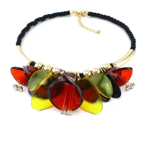 New Arrival Women Long Rope Style Colours Acrylic Flower Necklaces & Pendants Maxi Brand Collar Statement Necklace