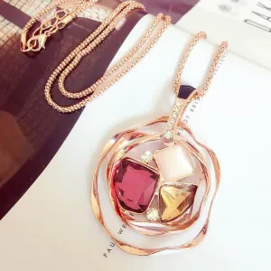 New Arrival Women Pendant Necklaces New Fashion Sweater Chain Crystal Pendant Necklace