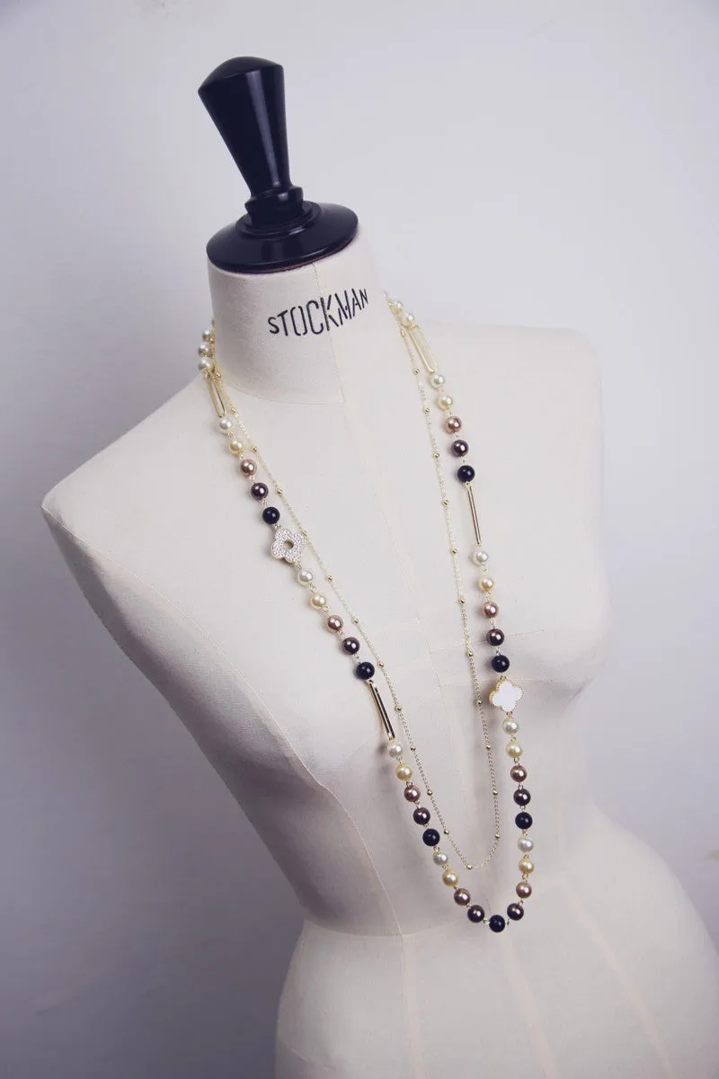 New Arrive Fashion Simulated Pearl Jewelry Multi Layer Long Necklace For Women Sweater Chain Pendant Necklace