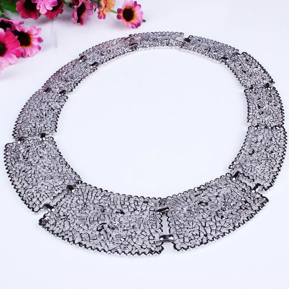 New Fashion Jewelry Alloy Hollow Out Flower Choker Necklaces For Women Girl Ladies' Gift