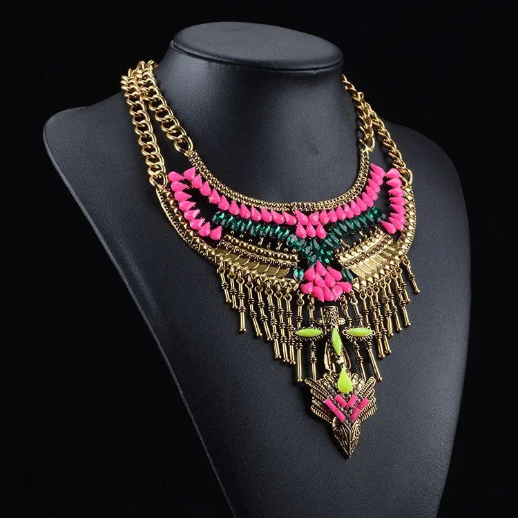 New Popular Fashion Women Vintage Necklace Collar Costume Atmosphere Metal Maxi Statement Necklaces & Pendants