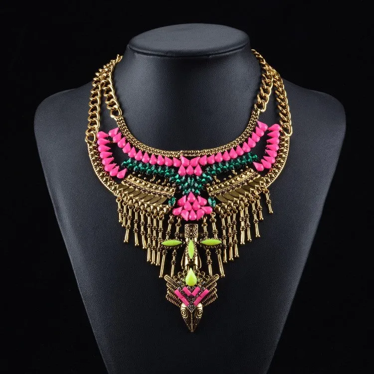 New Popular Fashion Women Vintage Necklace Collar Costume Atmosphere Metal Maxi Statement Necklaces & Pendants