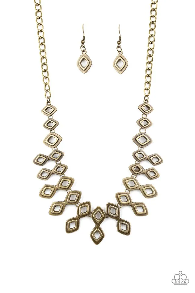 Paparazzi Necklace ~ Geocentric - Brass