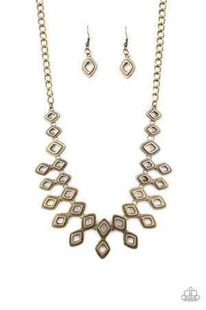 Paparazzi Necklace ~ Geocentric - Brass