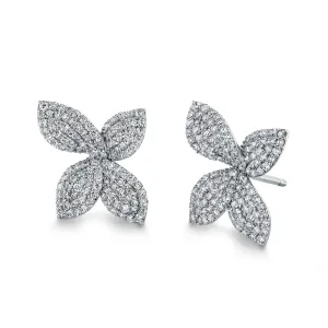 Pave Diamond Flower Earrings