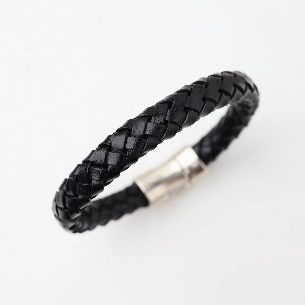 Pegasus Black Braided Leather Bracelet