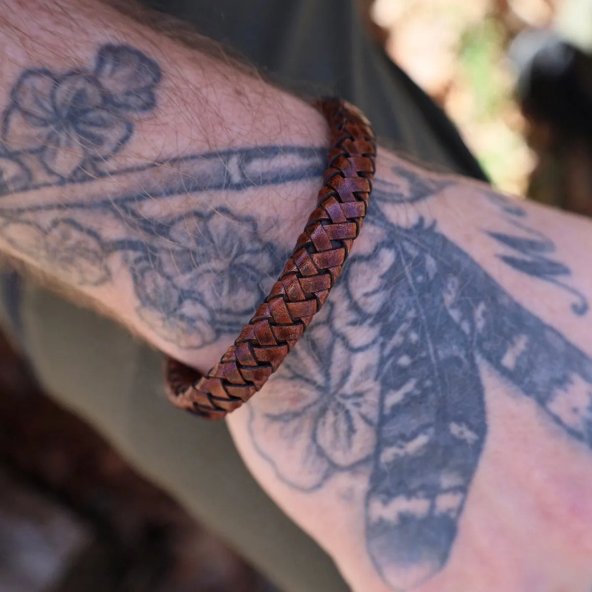 Pegasus Dark Brown Braided Leather Bracelet