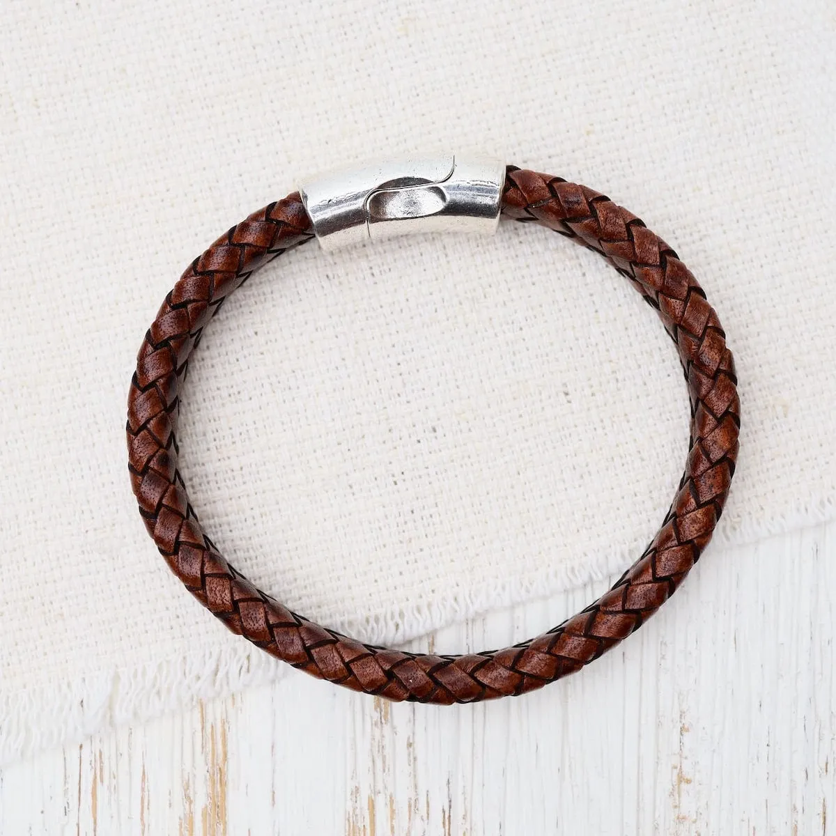 Pegasus Dark Brown Braided Leather Bracelet