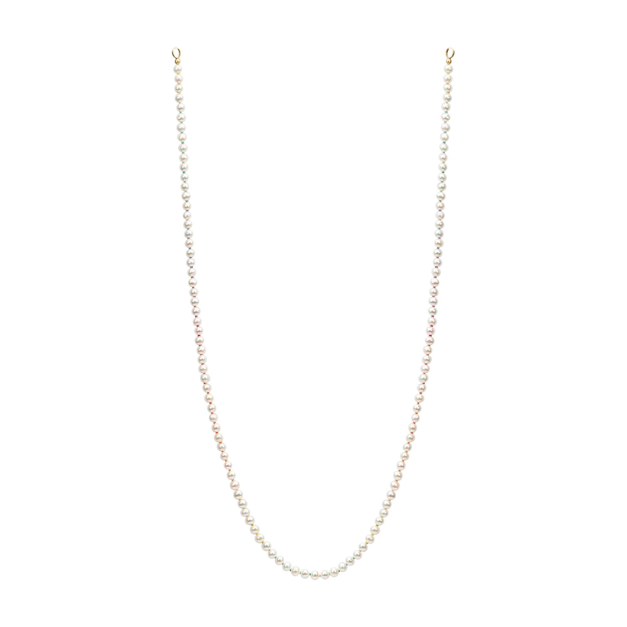 Petite White Round Seed Pearl Strand with Rainbow Silk - Made to Order