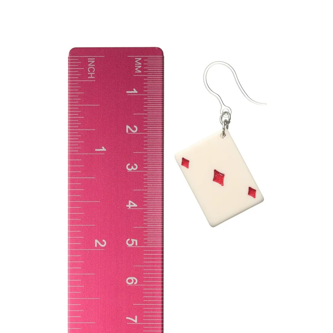 Playing Card Dangles Hypoallergenic Earrings for Sensitive Ears Made with Plastic Posts