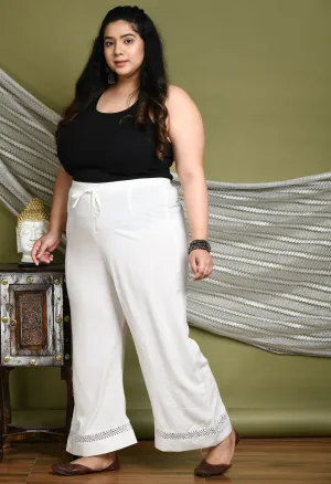 Plus Size Plus Size White Lace Palazzo