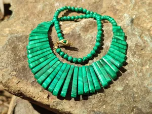 Polished Flower Banded Malachite Egyptian Choker Necklace - Sold Per Item - From Congo