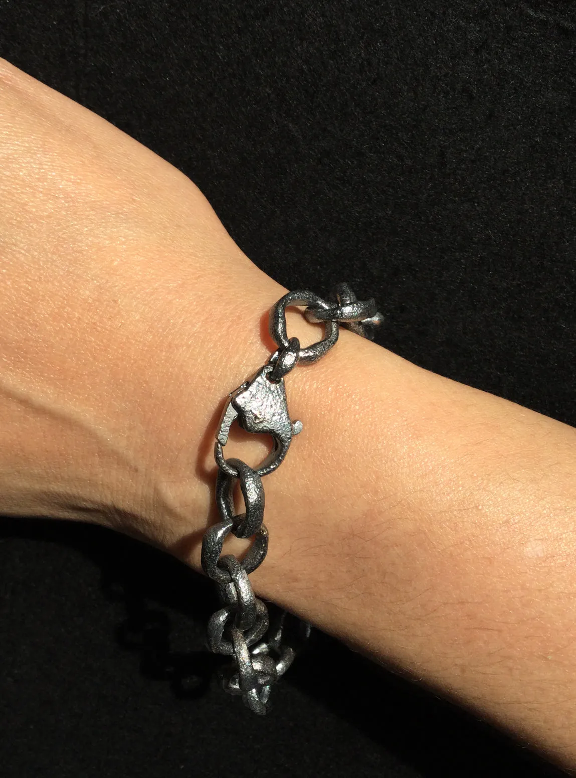 Primal Shapes Chunky Link Bracelet in Oxidized silver