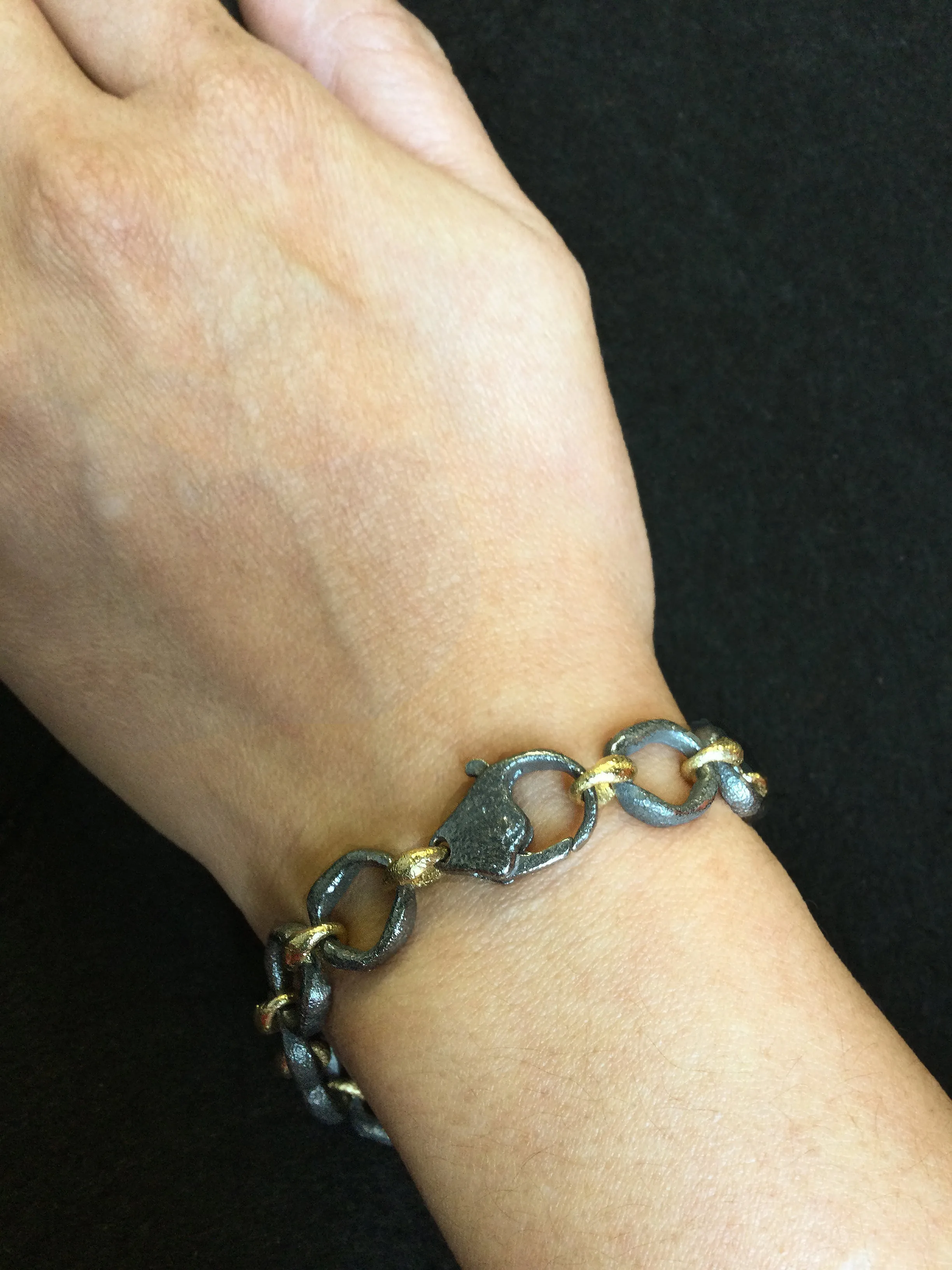 Primal Shapes Flat Link Bracelet in Silver and Gold