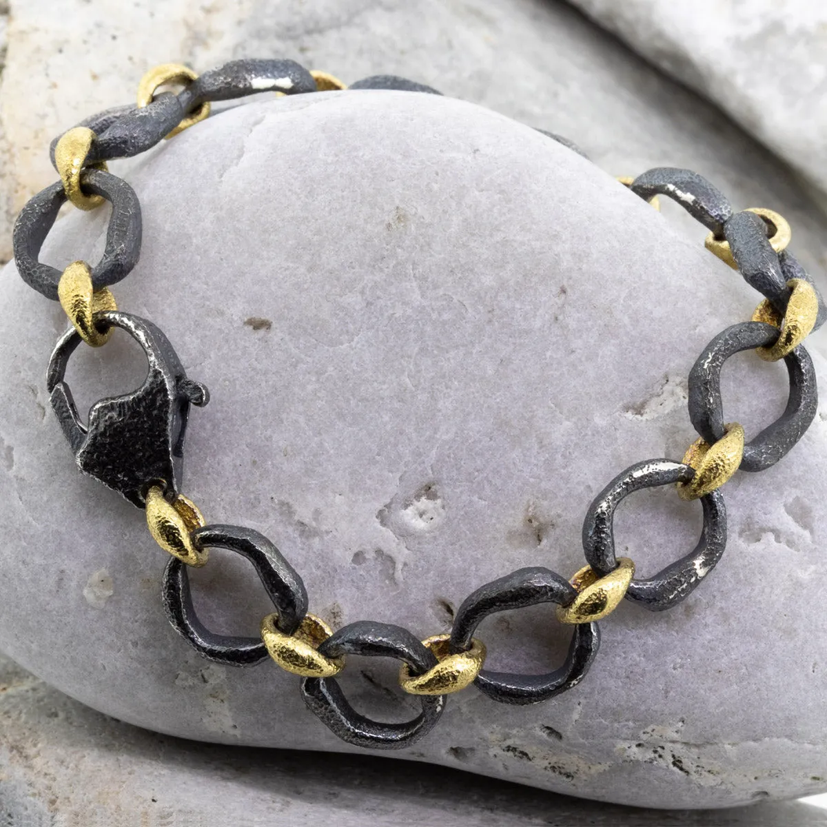 Primal Shapes Flat Link Bracelet in Silver and Gold