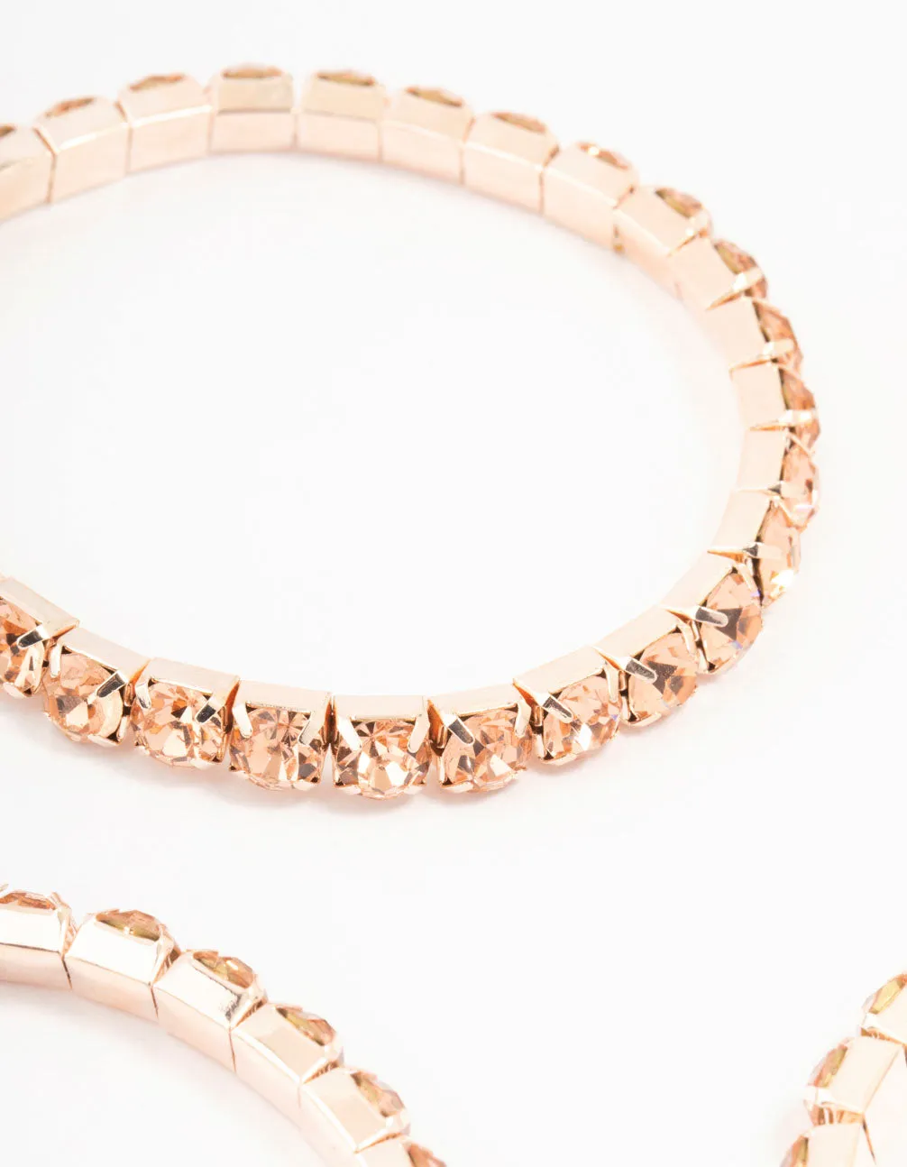 Rose Gold 4 Row Stone Stretch Bracelet Pack