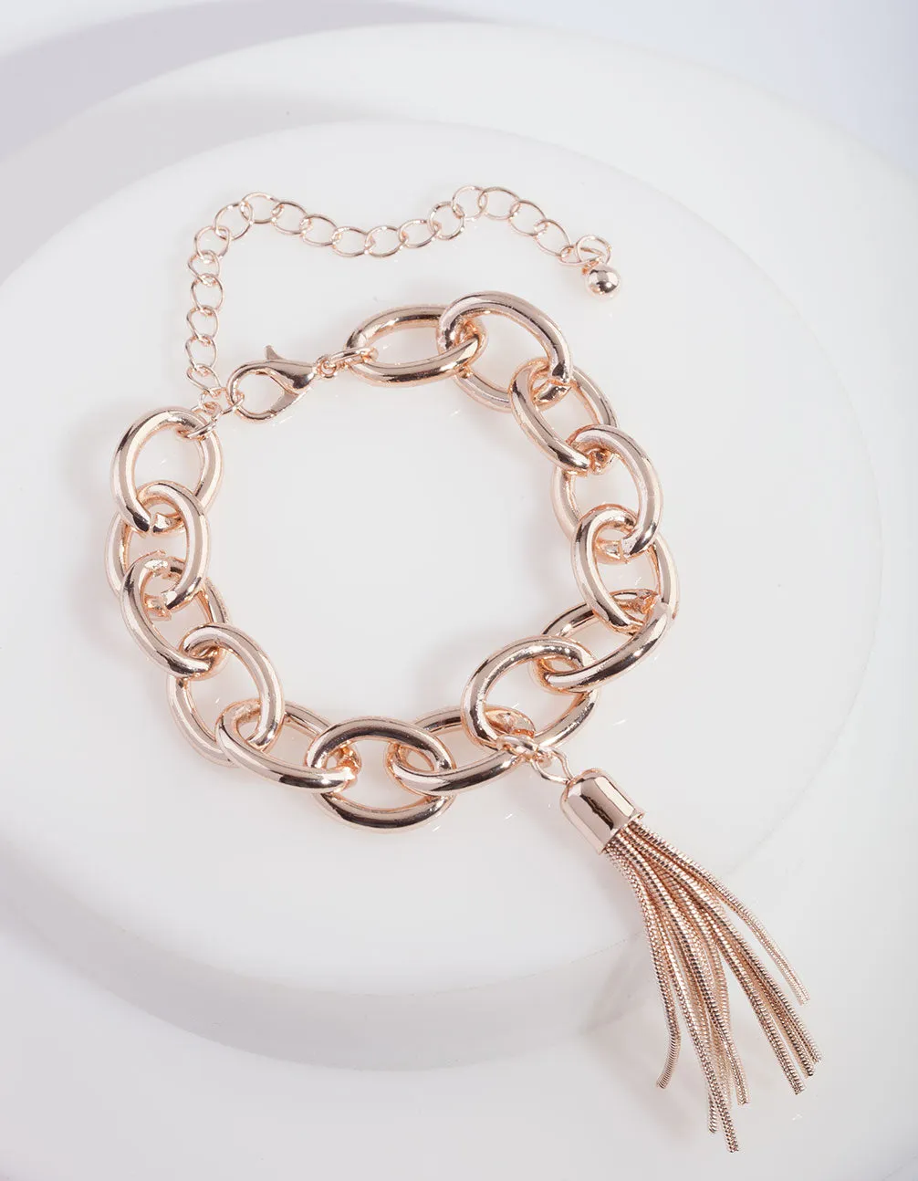 Rose Gold Chain Tassel Bracelet